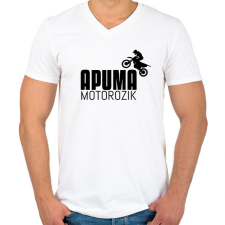 PRINTFASHION APU MA MOTOROZIK - Férfi V-nyakú póló - Fehér férfi póló