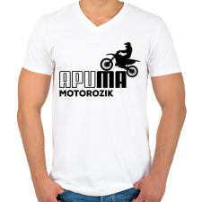 PRINTFASHION Apuma motor - Férfi V-nyakú póló - Fehér férfi póló