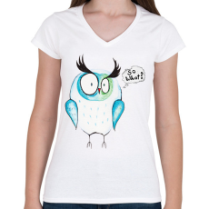 PRINTFASHION Aquarell Fura Bagoly - So What? - Női V-nyakú póló - Fehér
