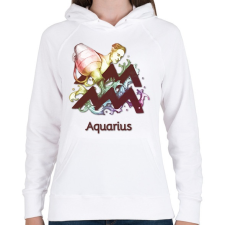 PRINTFASHION Aquarius színes - Női kapucnis pulóver - Fehér női pulóver, kardigán