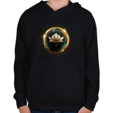 PRINTFASHION Arany lótusz - Gyerek kapucnis pulóver - Fekete