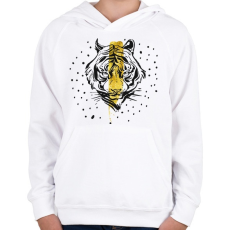 PRINTFASHION Arany tigris - Gyerek kapucnis pulóver - Fehér