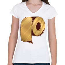PRINTFASHION Arany wc papír - Női V-nyakú póló - Fehér női póló