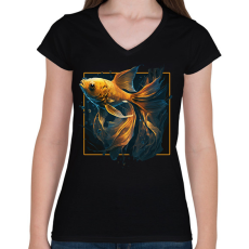 PRINTFASHION Aranyhal - Női V-nyakú póló - Fekete
