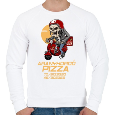 PRINTFASHION ARANYHORDÓ PIZZA - Férfi pulóver - Fehér