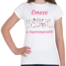 PRINTFASHION Aranyos cicás minta - Névvel - Női póló - Fehér női póló