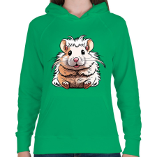 PRINTFASHION Aranyos hörcsög - Női kapucnis pulóver - Zöld női pulóver, kardigán