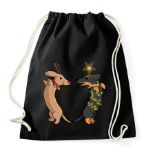 PRINTFASHION aranyos karácsonyi tacskók - Sportzsák, Tornazsák - Fekete tornazsák