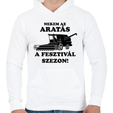 PRINTFASHION aratas fesztival - Férfi kapucnis pulóver - Fehér