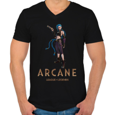 PRINTFASHION Arcane - Fortnite Jinx - Férfi V-nyakú póló - Fekete férfi póló