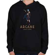 PRINTFASHION Arcane - Fortnite Jinx - Gyerek kapucnis pulóver - Fekete gyerek pulóver, kardigán