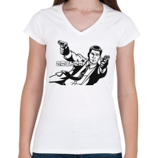 PRINTFASHION Archer - Női V-nyakú póló - Fehér