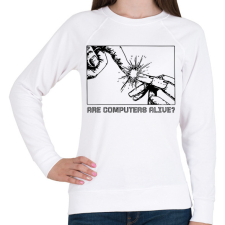 PRINTFASHION Are computers alive? - Női pulóver - Fehér női pulóver, kardigán