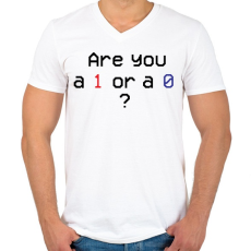 PRINTFASHION Are you 1 or 0? - Férfi V-nyakú póló - Fehér