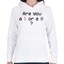 PRINTFASHION Are you 1 or 0? - Női kapucnis pulóver - Fehér női pulóver, kardigán