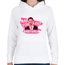 PRINTFASHION Are you lost babygirl? - Női kapucnis pulóver - Fehér