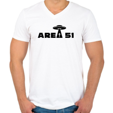 PRINTFASHION Area 51  - Férfi V-nyakú póló - Fehér