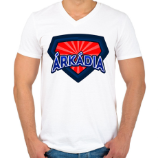 PRINTFASHION ÁRKÁDIA - Férfi V-nyakú póló - Fehér