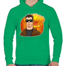 PRINTFASHION Arnold BooM Schwarzenegger - Férfi kapucnis pulóver - Zöld férfi pulóver, kardigán