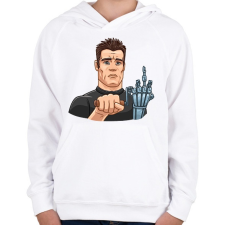 PRINTFASHION Arnold F*CKing Schwarzenegger - Gyerek kapucnis pulóver - Fehér gyerek pulóver, kardigán