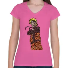 PRINTFASHION Árnyék nindzsa - Női V-nyakú póló - Rózsaszín