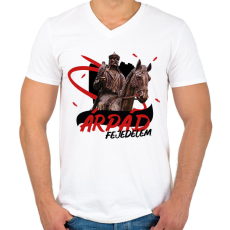 PRINTFASHION Árpád fejedelem - Férfi V-nyakú póló - Fehér