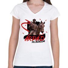 PRINTFASHION Árpád fejedelem - Női V-nyakú póló - Fehér női póló