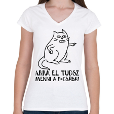 PRINTFASHION Arra el tudsz menni a p*csába - Női V-nyakú póló - Fehér női póló