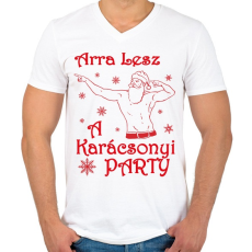PRINTFASHION Arra lesz a Karácsonyi party - Férfi V-nyakú póló - Fehér
