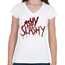 PRINTFASHION Ash vs Evil Dead ashy slashy - Női V-nyakú póló - Fehér női póló