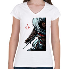 PRINTFASHION Assasins Creed - Női V-nyakú póló - Fehér női póló