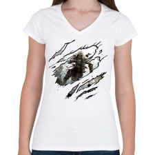PRINTFASHION Assassins Creed - Női V-nyakú póló - Fehér női póló