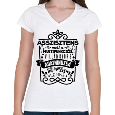 PRINTFASHION Asszisztens - Női V-nyakú póló - Fehér női póló