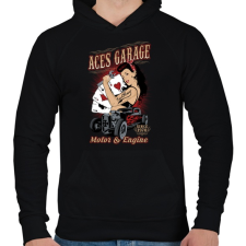 PRINTFASHION Ász garázs - Férfi kapucnis pulóver - Fekete férfi pulóver, kardigán