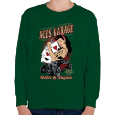 PRINTFASHION Ász garázs - Gyerek pulóver - Sötétzöld gyerek pulóver, kardigán