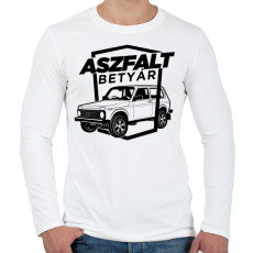 PRINTFASHION Aszfalt betyár - Lada Niva - Férfi hosszú ujjú póló - Fehér