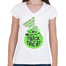 PRINTFASHION Aszpartám mentes Halloween - Női V-nyakú póló - Fehér női póló