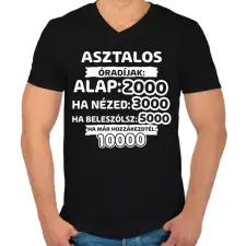 PRINTFASHION Asztalos óradíjak - Férfi V-nyakú póló - Fekete férfi póló
