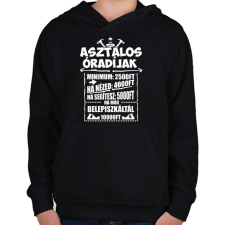 PRINTFASHION Asztalos óradíjak - Gyerek kapucnis pulóver - Fekete gyerek pulóver, kardigán