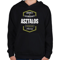 PRINTFASHION Asztalos prémium minőség - Gyerek kapucnis pulóver - Fekete