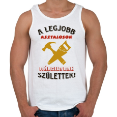PRINTFASHION Asztalos szülinapja március színes - Férfi atléta - Fehér