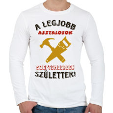 PRINTFASHION Asztalos szülinapja szeptember színes - Férfi hosszú ujjú póló - Fehér