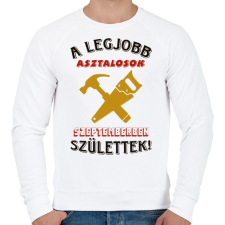 PRINTFASHION Asztalos szülinapja szeptember színes - Férfi pulóver - Fehér férfi pulóver, kardigán