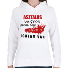 PRINTFASHION Asztalos vagyok - Női kapucnis pulóver - Fehér női pulóver, kardigán