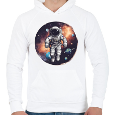 PRINTFASHION Asztronauta - Férfi kapucnis pulóver - Fehér férfi pulóver, kardigán