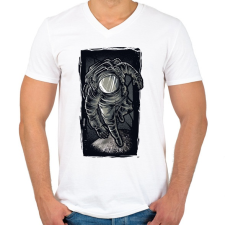 PRINTFASHION Asztronauta grafika - Férfi V-nyakú póló - Fehér férfi póló