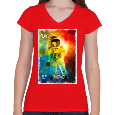 PRINTFASHION Asztronauta játék - Női V-nyakú póló - Piros
