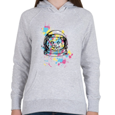 PRINTFASHION Asztronauta macska - Női kapucnis pulóver - Sport szürke női pulóver, kardigán