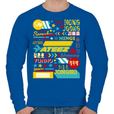 PRINTFASHION Ateez Tagok - Férfi pulóver - Királykék
