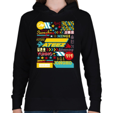 PRINTFASHION Ateez Tagok - Női kapucnis pulóver - Fekete